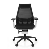 Sedia da ufficio professionale GENIDIA SMART WHITE CM nera con schienale in rete e base a cinque ruote di hjh OFFICE – vista a 360° (vista frontale 0°)