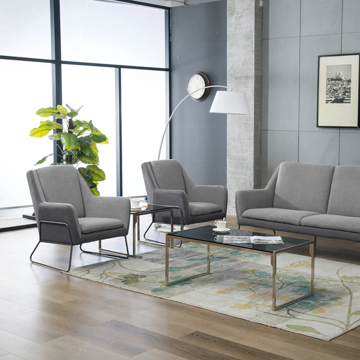 Poltrona imbottita LAGUN grigio chiaro con struttura grigio scuro di hjh OFFICE
