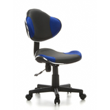 Sedia girevole per bambini KIDDY GTI-2 grigio-blu con schienale in rete e base a cinque ruote di hjh OFFICE – vista a 360° (vista frontale a tre quarti 40°)