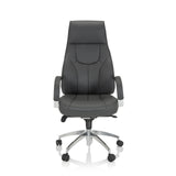 Poltrona professionale ELEGANCE I grigia con braccioli e base lucida a cinque ruote di hjh OFFICE – vista a 360° (vista frontale 0°)