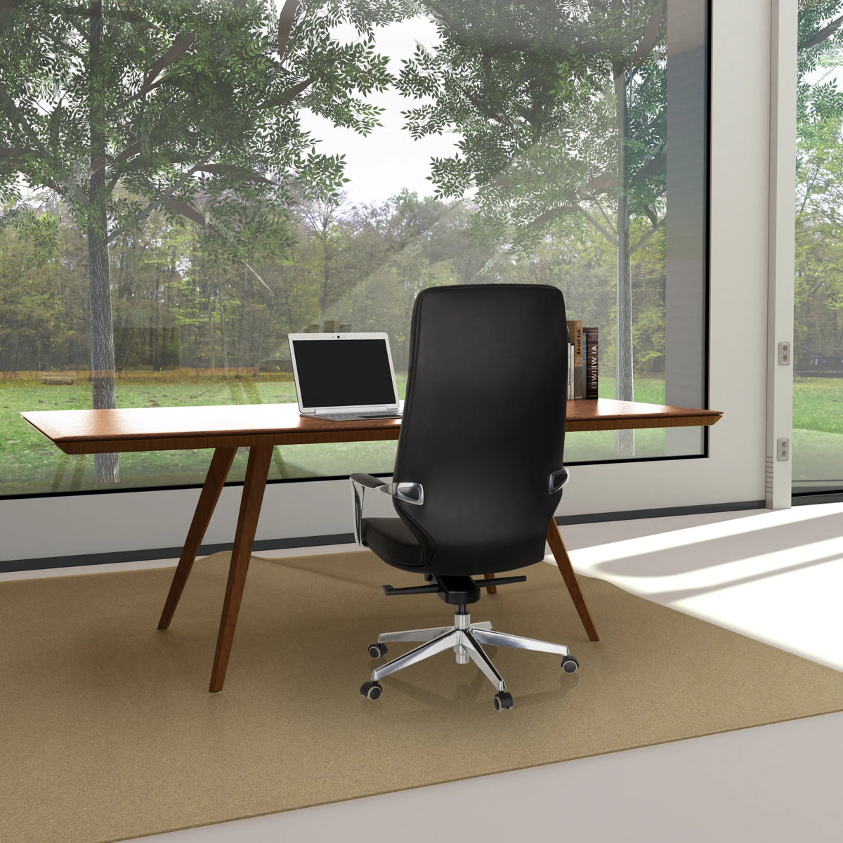 Poltrona professionale VELVET in nero con braccioli e base a stella con ruote di hjh OFFICE