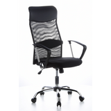 Schwarzer Homeoffice Chefsessel ARIA HIGH mit Netzrücken und Fußkreuz mit fünf Rollen von hjh OFFICE – 360-Grad-Ansicht (schräge Frontansicht 40°)