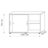 Disegno tecnico dell'armadio a ante scorrevoli BETA S 1752S 1200 × 400 mm di hjh OFFICE PRO