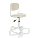 Sedia girevole per bambini KIDDY BASE I beige con imbottitura e base bianca a cinque ruote di hjh OFFICE – vista a 360° (vista frontale a tre quarti 45°)