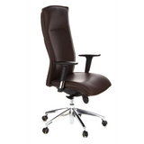 Dunkelbrauner Luxus-Chefsessel MURANO 20 mit Armlehnen und Fußkreuz mit fünf Rollen von hjh OFFICE – 360-Grad-Ansicht (schräge Frontansicht 60°)