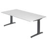 Höhenverstellbarer Schreibtisch XTRA XB 2E GG mit weißer Tischplatte und grauen Beinen von hjh OFFICE PRO