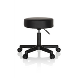 Sgabello girevole nero OPERATOR I con seduta imbottita e base a cinque ruote di hjh OFFICE – vista a 360° (vista frontale 0°)