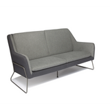 Sofà lounge LAGUN grigio chiaro con accenti grigio scuro e sottili piedi in metallo di hjh OFFICE – vista a 360° (vista posteriore 180°)
