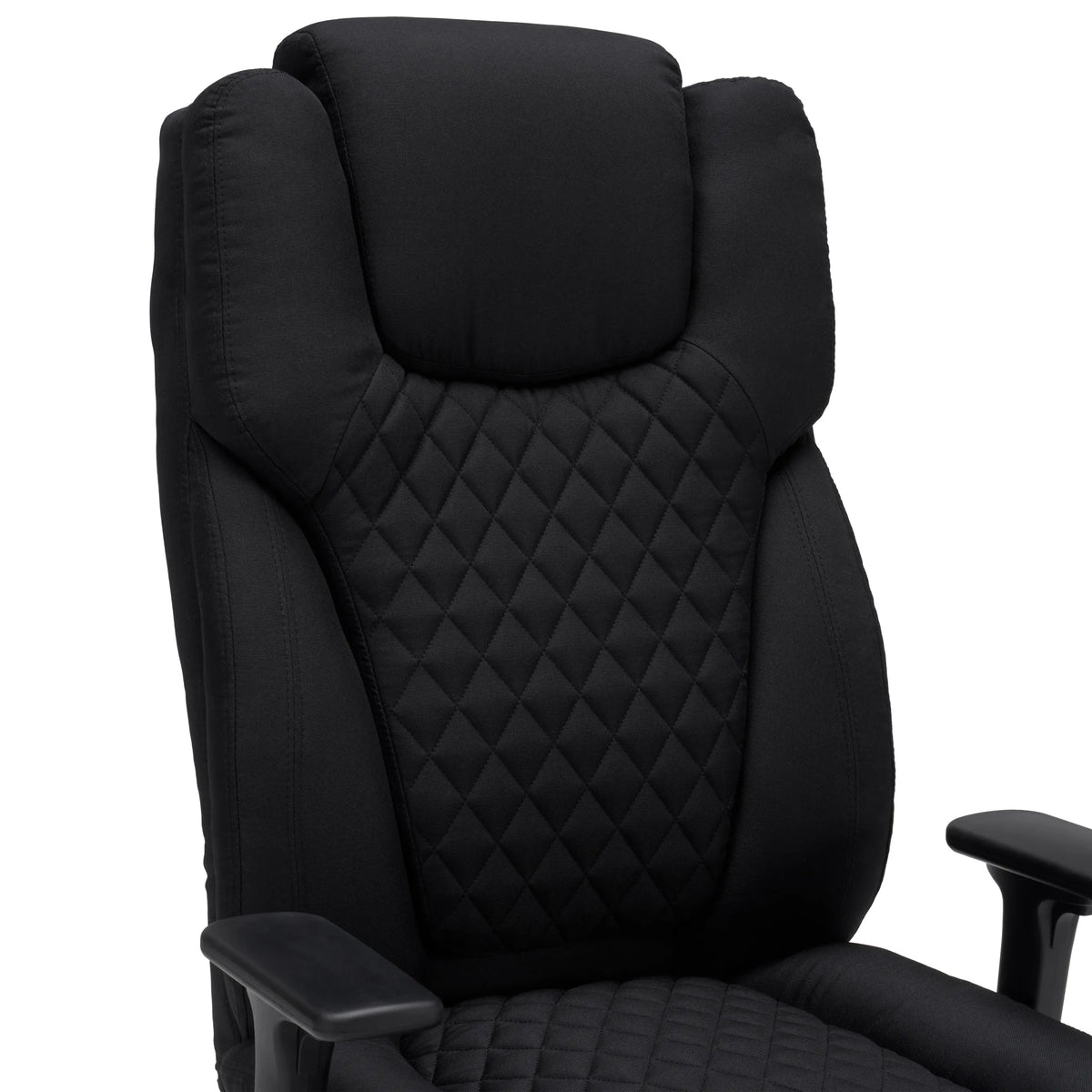 Schienale con trapuntatura a rombi della sedia girevole XXL Pullmann Gen2 in tessuto nero di hjh OFFICE