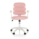 Sedia girevole per bambini KID ERGOLINO W rosa con schienale segmentato e base bianca a cinque ruote di hjh OFFICE – vista a 360° (vista frontale 0°)
