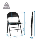 Disegno dimensionale della Sedia pieghevole TUDELA H con un'altezza totale di 96 cm e una portata di 120 kg di hjh OFFICE