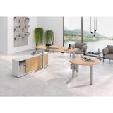 Scrivania regolabile elettricamente in altezza XBHM 16 SS in rovere rustico con credenza di hjh OFFICE PRO