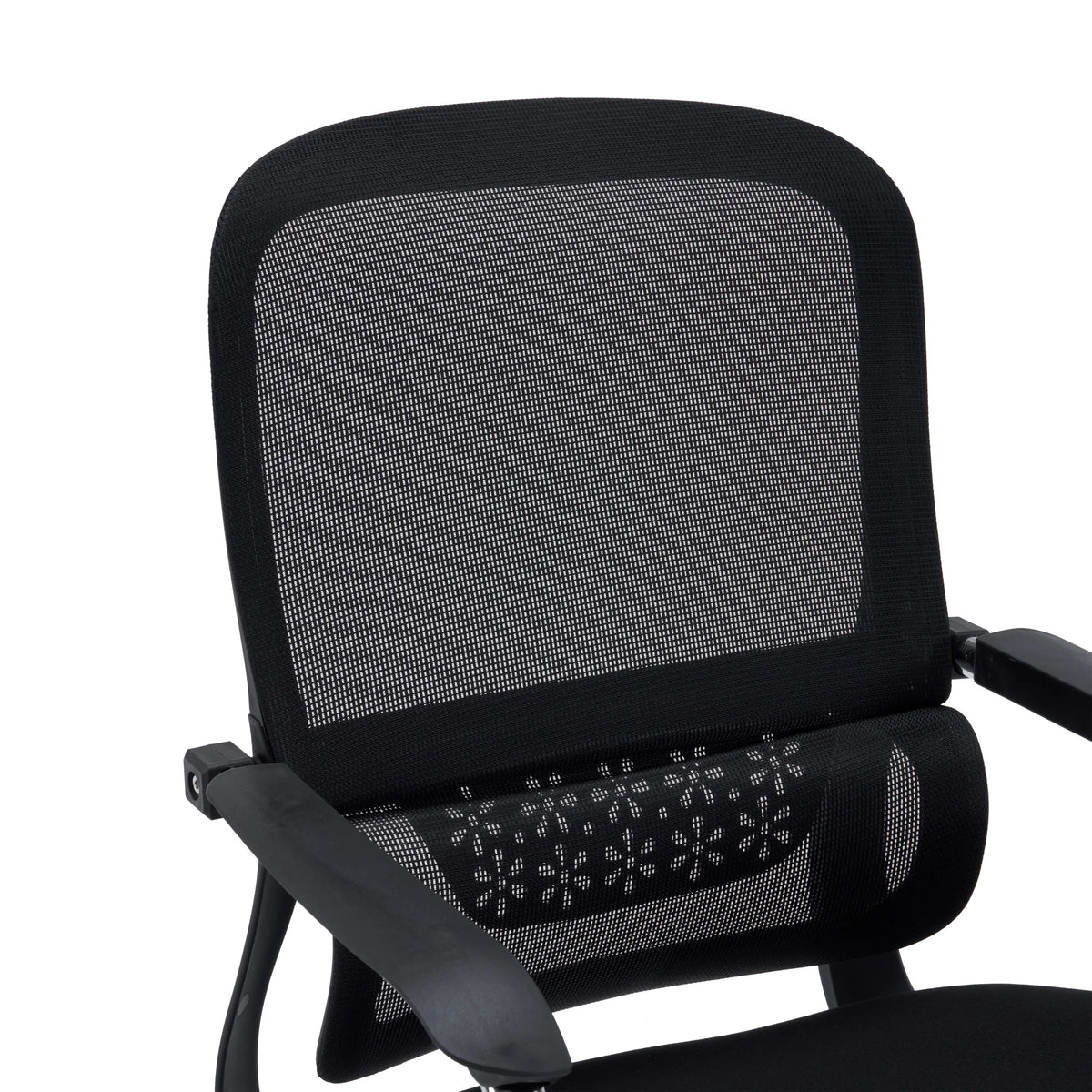 Schienale in rete nera con supporto lombare integrato della sedia a sbalzo Ergomy Meet di hjh OFFICE