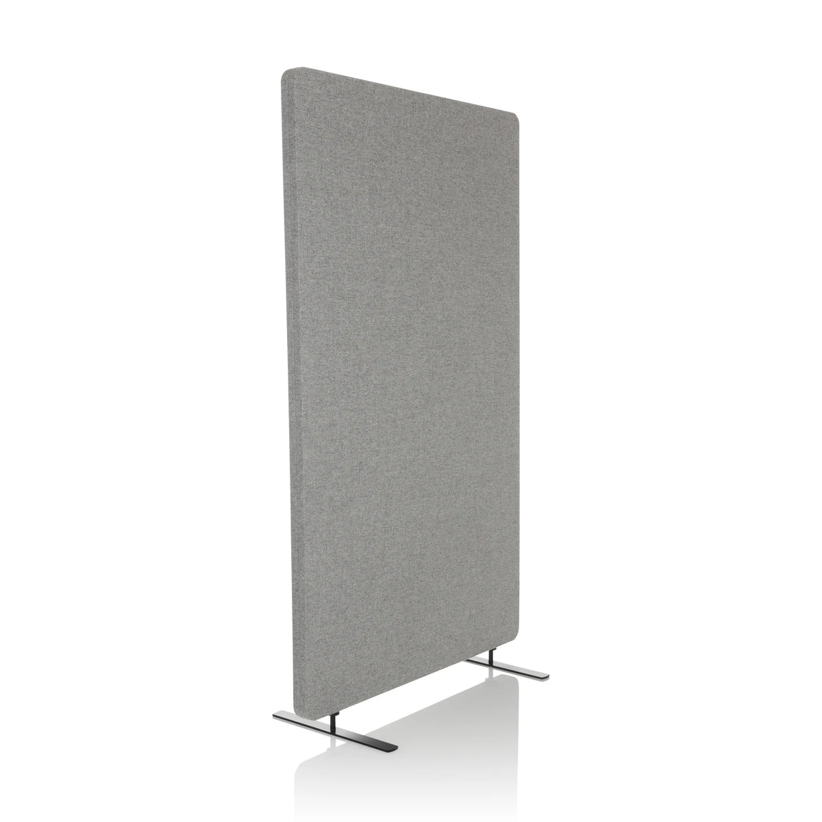 Parete divisoria FLEXMIUT STAND grigio chiaro con due piedi di supporto di hjh OFFICE – vista a 360° (vista frontale a tre quarti 45°)