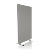 Parete divisoria FLEXMIUT STAND grigio chiaro con due piedi di supporto di hjh OFFICE – vista a 360° (vista frontale a tre quarti 45°)