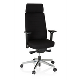 Sedia da ufficio professionale MOVE-TEC PRO 3D nera con poggiatesta e base a cinque ruote di hjh OFFICE – vista a 360° (vista frontale 20°)