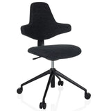 Sedia da ufficio professionale PALIANO nera con imbottitura e base a cinque ruote di hjh OFFICE – vista a 360° (vista frontale 15°)