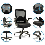 Sedia girevole XXL INSTRUCTOR T I in nero con schienale in rete, rivestimento in pelle e varie opzioni di regolazione di hjh OFFICE