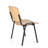 Sedia a quattro gambe XT 600 SW H con seduta e schienale in faggio e struttura nera di hjh OFFICE – vista a 360° (vista posteriore a tre quarti 120°)