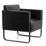 Poltrona imbottita nera BALI BLACK con braccioli e struttura di hjh OFFICE – vista a 360° (vista frontale a tre quarti 60°)