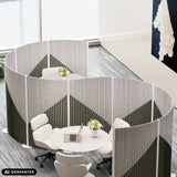 Pareti divisorie Flexmiut Wave grigie con struttura a lamelle verticali come paravento di hjh OFFICE (immagine generata dall’IA)