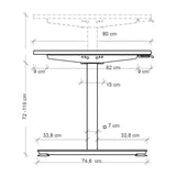 Disegno tecnico della scrivania regolabile elettricamente in altezza XMST 22 G con altezza da 72 a 119 cm di hjh OFFICE PRO