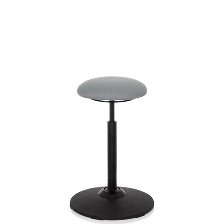 Graue Stehhilfe BALANCE SIT mit rundem Sitzpolster und schwarzem Standfuß von hjh OFFICE