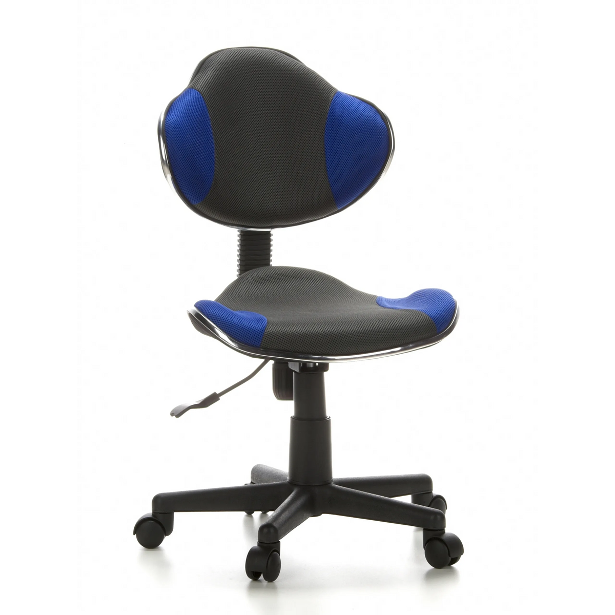 Sedia girevole per bambini KIDDY GTI-2 grigio-blu con schienale in rete e base a cinque ruote di hjh OFFICE – vista a 360° (vista frontale 20°)