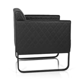 Poltrona imbottita nera ARUBA BLACK con trapuntatura a rombi e base a slitta di hjh OFFICE – vista a 360° (profilo laterale 100°)