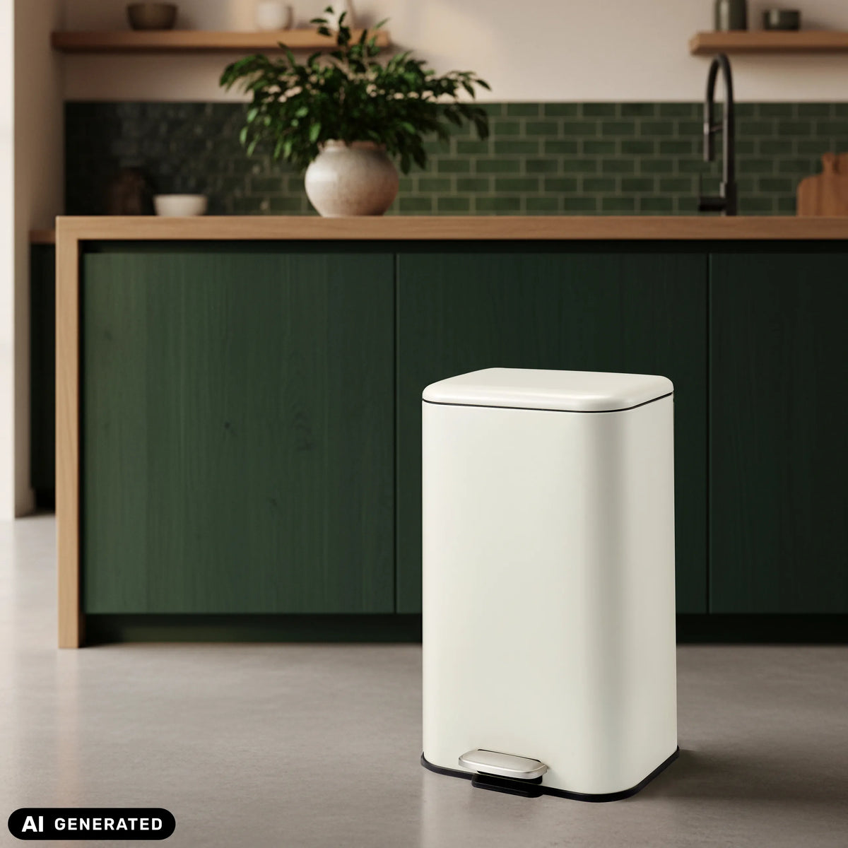 Cestino Clean 1 beige con pedale e capacità di 30 l di hjh OFFICE (immagine generata dall’IA)