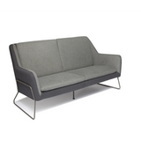Hellgraues Loungesofa LAGUN mit dunkelgrauen Akzenten und schlanken Metallfüßen von hjh OFFICE – 360-Grad-Ansicht (Rückenansicht 180°)