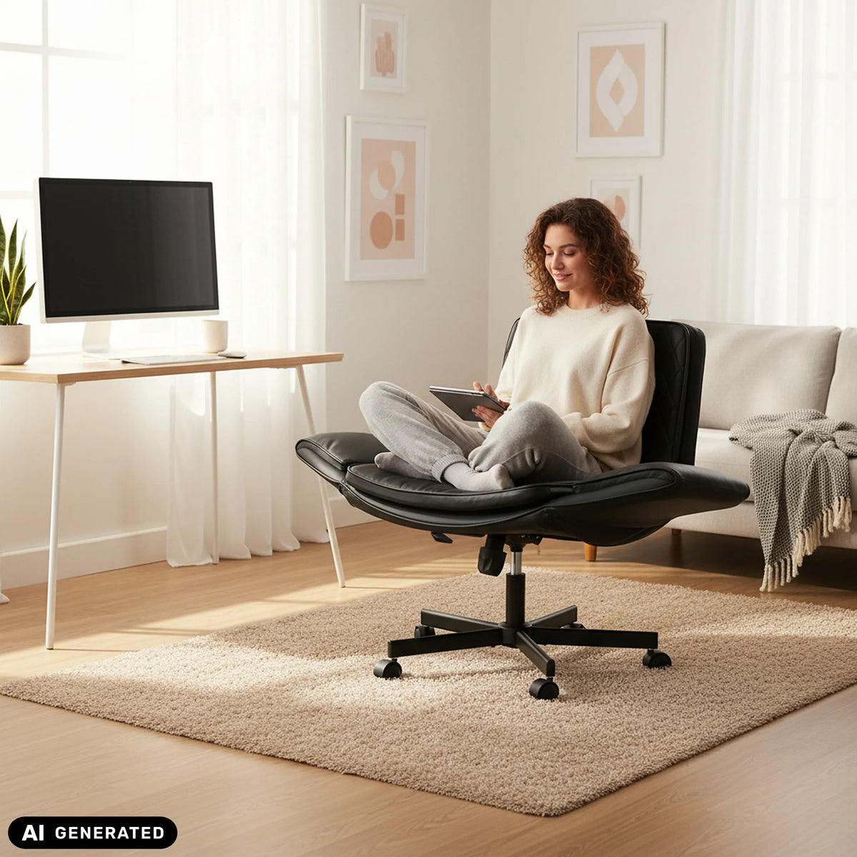Sedia Home Office Criss-Cross 10 in nero di hjh LIVING (immagine generata dall’IA)