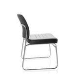 Sedia visitatore nera TONSO V con imbottitura e struttura a slitta di hjh OFFICE – vista a 360° (profilo laterale 100°)
