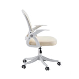 Sedia Home Office Naluro beige con schienale in rete e braccioli bianchi di hjh OFFICE