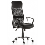 Poltrona Home Office ARTON 20 nera con schienale in rete e base a cinque ruote di hjh OFFICE – vista a 360° (vista frontale a tre quarti 40°)