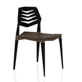 Sedia da esterno Flecharo marrone-nera con schienale traforato di hjh LIVING – vista a 360° (vista frontale a tre quarti 45°)