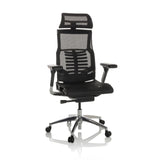 High-end Sedia da ufficio POFIT GEN2 nera con schienale in rete e base a cinque ruote di hjh OFFICE – vista a 360° (vista frontale 15°)