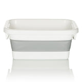 Contenitore pieghevole CLEAN SILW bianco-grigio con maniglie integrate di hjh OFFICE – vista a 360° (vista frontale 0°)