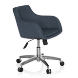 Sedia Home Office SOLAO 100 grigio scuro con scocca imbottita e base a cinque ruote di hjh OFFICE – vista a 360° (vista frontale a tre quarti 60°)