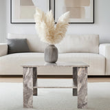 Tavolino da caffè BISMO grigio effetto marmo, dimensioni 70 × 70 cm di hjh LIVING