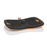 Balance board ACTIV nera con struttura a rilievi e nucleo arancione di hjh OFFICE – vista a 360° (profilo laterale 72°)