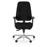 Sedia da ufficio professionale ZENIT COMFORT nera con braccioli e base a cinque ruote di hjh OFFICE – vista a 360° (vista frontale 0°)