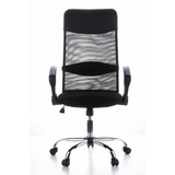 Poltrona Home Office ARIA HIGH nera con schienale in rete e base a cinque ruote di hjh OFFICE – vista a 360° (vista frontale 0°)