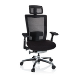 High-end Sedia da ufficio NOVA PRO I nera con schienale in rete e base a cinque ruote di hjh OFFICE – vista a 360° (vista frontale 20°)