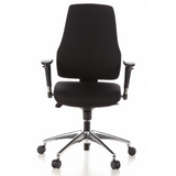 Sedia da ufficio professionale PRO-TEC 200 nera con braccioli e base a cinque ruote di hjh OFFICE – vista a 360° (vista frontale 0°)