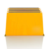 Sgabello giallo TIO-E1 con tre gradini antiscivolo di hjh OFFICE – vista a 360° (vista frontale 0°)