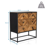 Vista dimensionale della madia SANTJAGO BLACK SUN L con 63 × 32 cm e un'altezza di 70,5 cm di hjh LIVING