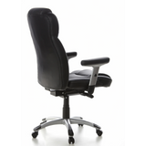 Poltrona professionale EMBASSY 200 nera con braccioli e base a cinque ruote di hjh OFFICE – vista a 360° (vista posteriore a tre quarti 120°)