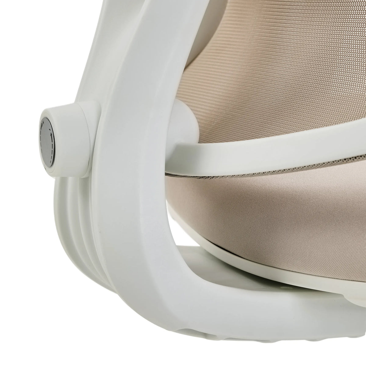Telaio in plastica bianca con rivestimento in tessuto beige della Sedia da ufficio professionale ERGOMY W di MyBuero