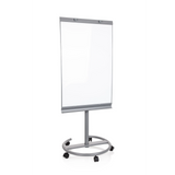 Lavagna bianca argentata MULTIBOARD su un supporto mobile con ruote di hjh OFFICE – vista a 360° (vista frontale 17°)